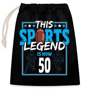 This sports legend is now 50, rugby game 50. - Closable cotton gift bag (25x30cm) - black - Front