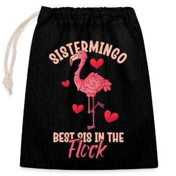 Best Sis In The Flock Sistermingo - Verschließbarer Geschenkbeutel aus Baumwolle (25x30cm) - Schwarz - Vorne