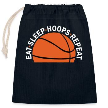 Manger des cerceaux de sommeil Répéter le basketball - Sac cadeau en coton avec cordon (25 x 30 cm) - bleu marine - Devant