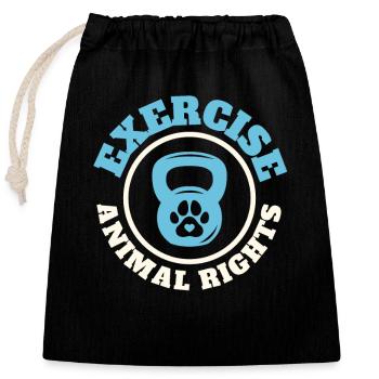 Workout Fitness Dog - Closable cotton gift bag (25x30cm) - black - Front