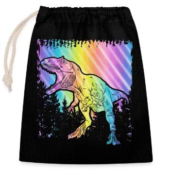 Dinosaure - Sac cadeau en coton avec cordon (25 x 30 cm) - noir - Devant