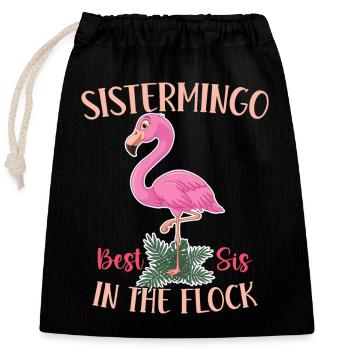 Best Sis In The Flock Sistermingo - Verschließbarer Geschenkbeutel aus Baumwolle (25x30cm) - Schwarz - Vorne