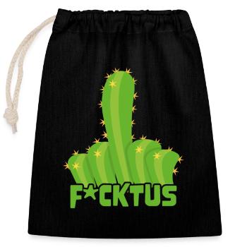 Ironic Succulent Sarcastic Funny Fucktus Cactus - Verschließbarer Geschenkbeutel aus Baumwolle (25x30cm) - Schwarz - Vorne