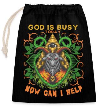 Baphomet, occult deity, Illuminati - Closable cotton gift bag (25x30cm) - black - Front