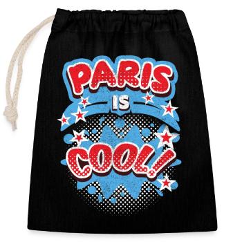 Paris-France, Ville-Paris, France Dicton - Sac cadeau en coton avec cordon (25 x 30 cm) - noir - Devant