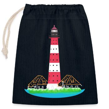 Phare Westerheversand, sans texte, Mer du Nord - Sac cadeau en coton avec cordon (25 x 30 cm) - bleu marine - Devant