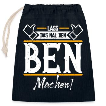 Ben Geschenkidee Geschenk Geburtstag - Verschließbarer Geschenkbeutel aus Baumwolle (25x30cm) - Navy - Vorne