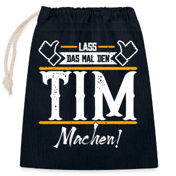 Tim Geschenkidee Geschenk Geburtstag - Verschließbarer Geschenkbeutel aus Baumwolle (25x30cm) - Navy - Vorne