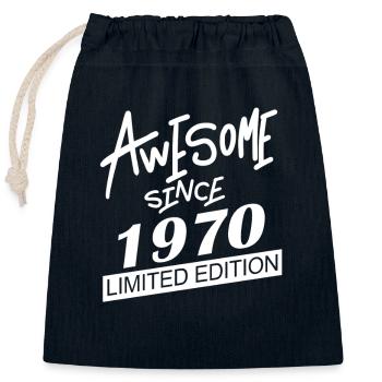 1970 - Closable cotton gift bag (25x30cm) - navy - Front