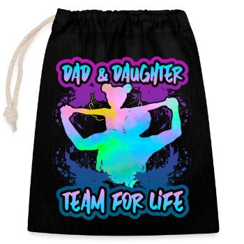 père-fille, papa-fille, fête des pères, dire - Sac cadeau en coton avec cordon (25 x 30 cm) - noir - Devant