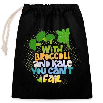 Broccoli and kale funny saying - Closable cotton gift bag (25x30cm) - black - Front