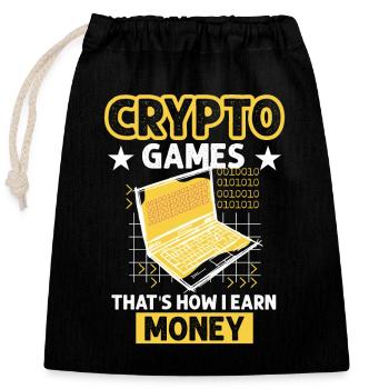 Krypto Spiele Kryptowährungs Investor - Verschließbarer Geschenkbeutel aus Baumwolle (25x30cm) - Schwarz - Vorne
