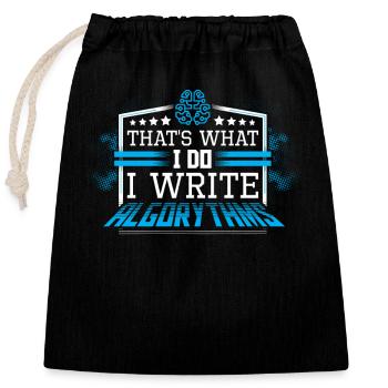 Javascript Software Developer Programmer - Closable cotton gift bag (25x30cm) - black - Front