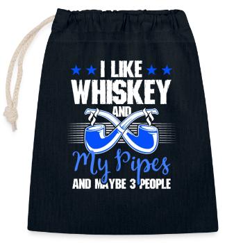 Smoking Tobacco Smoker Cigar Pipes Lover - Closable cotton gift bag (25x30cm) - navy - Front
