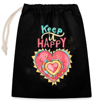 Cœur peint à la main avec la Saint-Valentin disant - Sac cadeau en coton avec cordon (25 x 30 cm) - noir - Devant