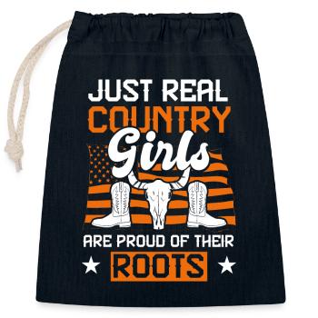Country Roots Folk - Closable cotton gift bag (25x30cm) - navy - Front
