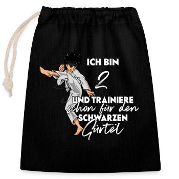 Ich bin 2 - Jungen Karate - Verschließbarer Geschenkbeutel aus Baumwolle (25x30cm) - Schwarz - Vorne