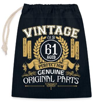 Vintage 61 Jahre alt - Geburtstagsgeschenk 61 Jahre alt - Verschließbarer Geschenkbeutel aus Baumwolle (25x30cm) - Navy - Vorne