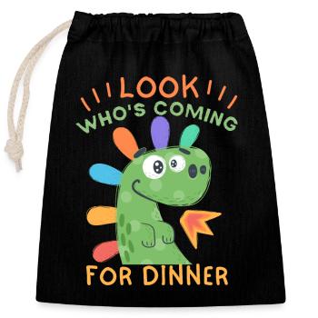 Lustiger Dinosaurier Einladung zum Abendessen - Verschließbarer Geschenkbeutel aus Baumwolle (25x30cm) - Schwarz - Vorne