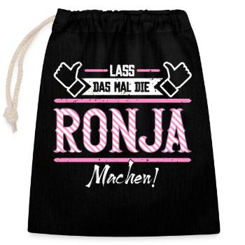 Ronja Geschenkidee Geschenk Geburtstag - Verschließbarer Geschenkbeutel aus Baumwolle (25x30cm) - Schwarz - Vorne