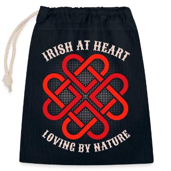 Irish knot, Celtic, heart mandala, saying - Closable cotton gift bag (25x30cm) - navy - Front