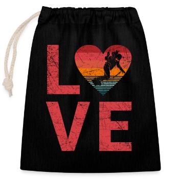 Liebe Snowboard Liebhaber Snowboarding Fan Winter - Verschließbarer Geschenkbeutel aus Baumwolle (25x30cm) - Schwarz - Vorne