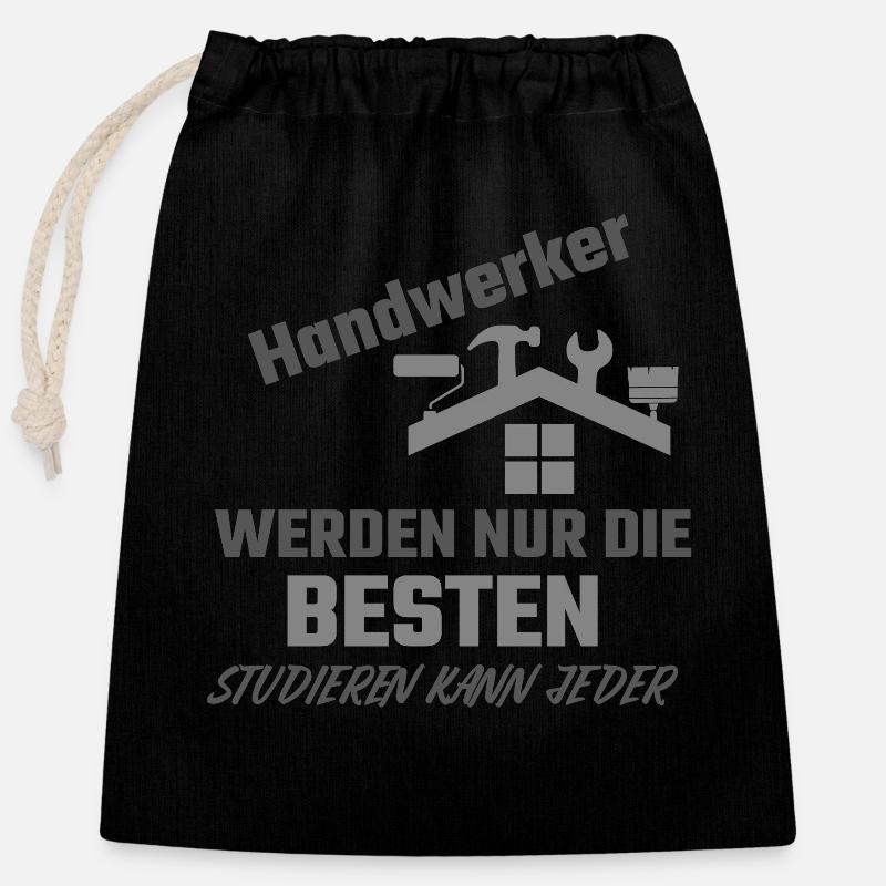 Handwerkerstolz - Verschließbarer Geschenkbeutel aus Baumwolle (25x30cm) - Schwarz