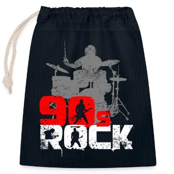 Classic 90s Rock Music Drummer - Closable cotton gift bag (25x30cm) - navy - Front