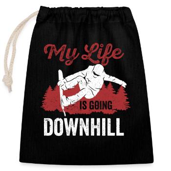 Snowboard Hiver Snowboarding Ma vie va - Sac cadeau en coton avec cordon (25 x 30 cm) - noir - Devant