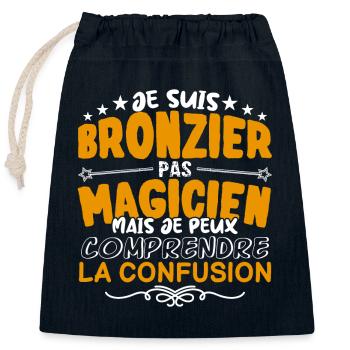 Bronzier | Bronzier pas Magicien | Meilleur Bronzi - Sac cadeau en coton avec cordon (25 x 30 cm) - bleu marine - Devant