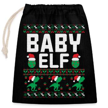 Baby Elf Christmas Outfit - Closable cotton gift bag (25x30cm) - black - Front