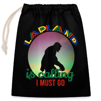 Lapland calls I need to go - Closable cotton gift bag (25x30cm) - black - Front