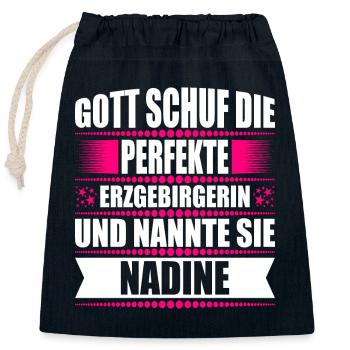 Erzgebirge Frau Namen Sachsen Nadine - Verschließbarer Geschenkbeutel aus Baumwolle (25x30cm) - Navy - Vorne