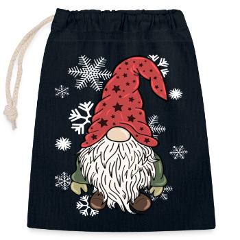Gnome Elfes de Noël Flocons de neige - Sac cadeau en coton avec cordon (25 x 30 cm) - bleu marine - Devant
