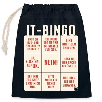 IT Support Bingo Service Desk IT Helpdesk Sysadmin - Verschließbarer Geschenkbeutel aus Baumwolle (25x30cm) - Navy - Vorne