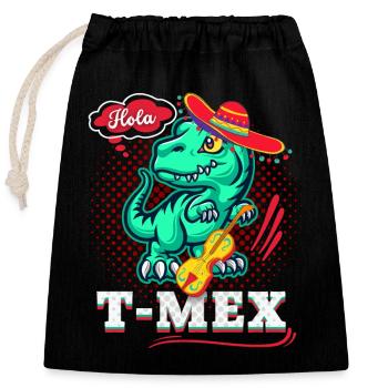 Dinosaure mexicain, Dia-de-los-Muertos, jeu de mots - Sac cadeau en coton avec cordon (25 x 30 cm) - noir - Devant