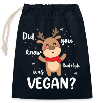 Did You Know Rudolph Was Vegan? - Closable cotton gift bag (25x30cm) - navy - Front