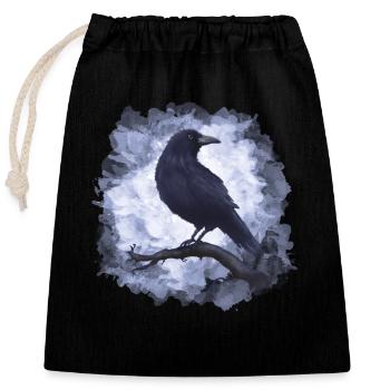 Rabe Krähe Goth - Verschließbarer Geschenkbeutel aus Baumwolle (25x30cm) - Schwarz - Vorne