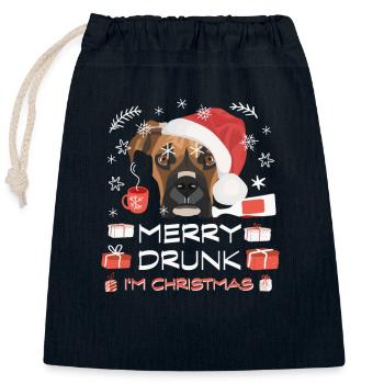 Boxer Weihnachtsmarkt - Verschließbarer Geschenkbeutel aus Baumwolle (25x30cm) - Navy - Vorne