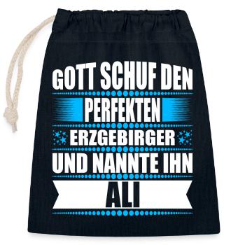 Erzgebirge Mann Namen Sachsen Ali - Verschließbarer Geschenkbeutel aus Baumwolle (25x30cm) - Navy - Vorne