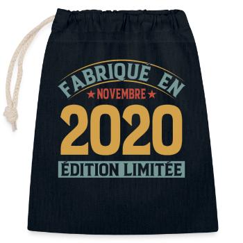 Fabriqué En Novembre 2020 Édition Limitée - Sac cadeau en coton avec cordon (25 x 30 cm) - bleu marine - Devant