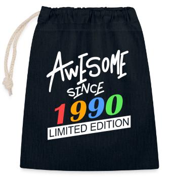 1990 - Born 1990 - Year of birth 1990 - Closable cotton gift bag (25x30cm) - navy - Front