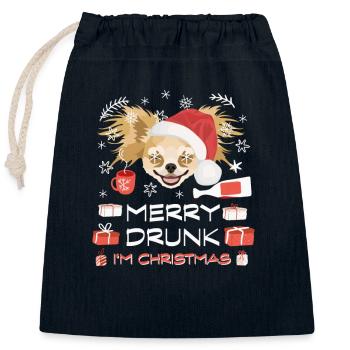 Chihuahua Weihnachtsmarkt - Verschließbarer Geschenkbeutel aus Baumwolle (25x30cm) - Navy - Vorne
