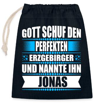 Erzgebirge Mann Namen Sachsen Jonas - Verschließbarer Geschenkbeutel aus Baumwolle (25x30cm) - Navy - Vorne