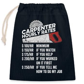 Charpentier Taux horaire Drôle de menuiserie menuiserie - Sac cadeau en coton avec cordon (25 x 30 cm) - bleu marine - Devant