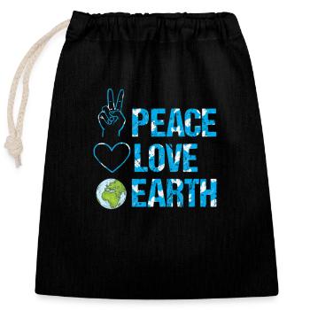 Paix Amour Sauvez notre planète Terre - Sac cadeau en coton avec cordon (25 x 30 cm) - noir - Devant