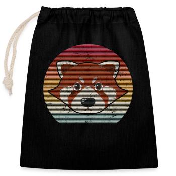 Retro Red Panda Vintage Red Pandas Zoologiste Panda - Sac cadeau en coton avec cordon (25 x 30 cm) - noir - Devant