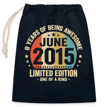 Juni 2015 8 Jahre Jubiläum Vintage Geschenkidee - Verschließbarer Geschenkbeutel aus Baumwolle (25x30cm) - Navy - Vorne