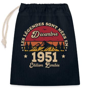 The legends were born in December 1951 - Closable cotton gift bag (25x30cm) - navy - Front