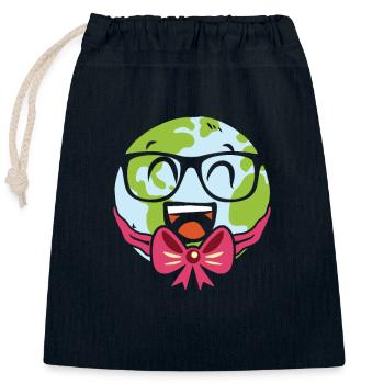 Paix Amour Sauvez notre planète Terre - Sac cadeau en coton avec cordon (25 x 30 cm) - bleu marine - Devant
